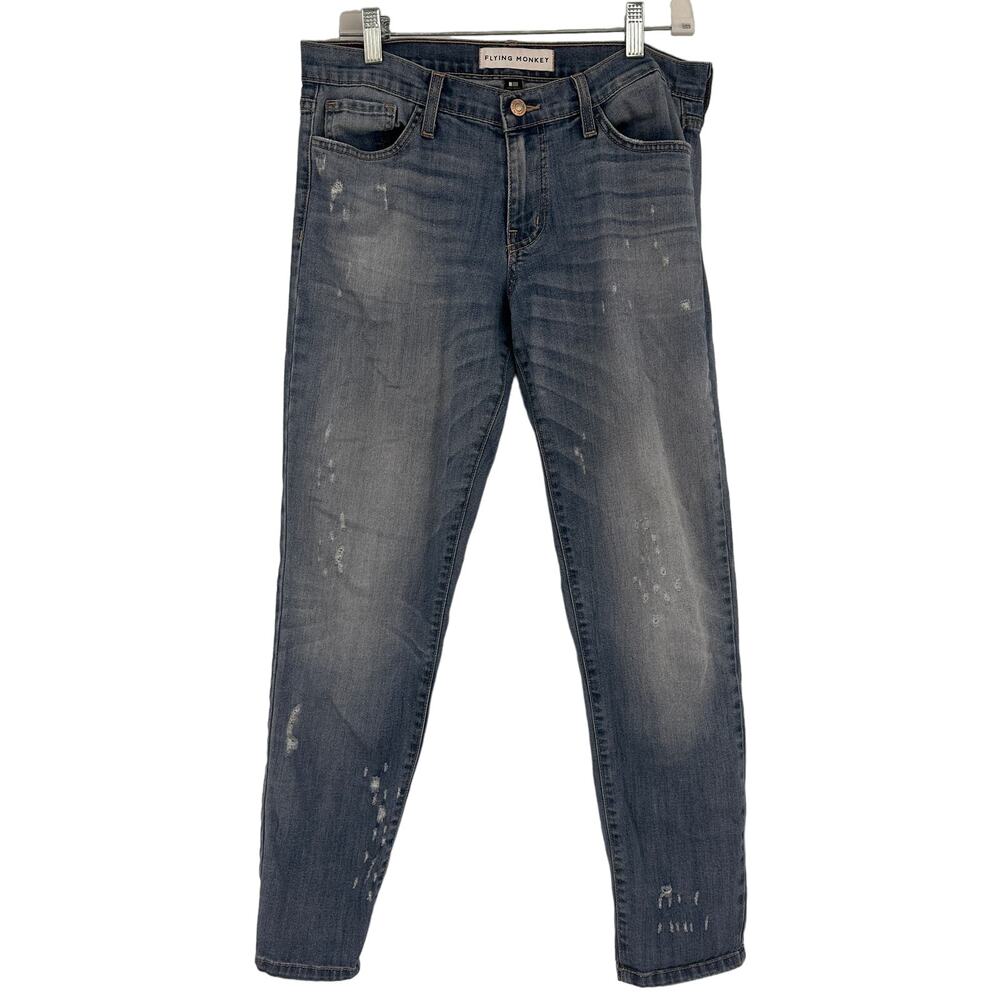 Flying Monkey Bieber Tear Drop Distressed Boyfriend Jeans Size 27